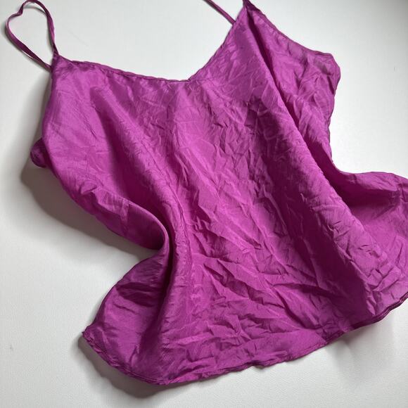 Sunny Leigh 100% Silk Fuchsia Camisole M Barbiecore Coquette Y2K Lingerie Top - Picture 5 of 10